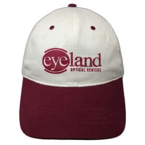 HeadShot Baseball Cap White Red One Size Eyeland Optical Centers Slideback Hat